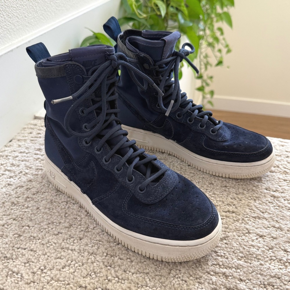 Nike‎ SF Air Force 1 High 'Midnight Navy' 857872-401 LEATHER WOMEN 7 SNEAKERS